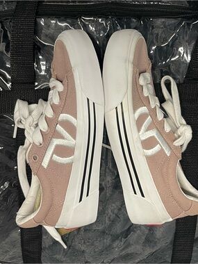 Vans Pink and White Low-Top Canvas Sneakers - Women's
